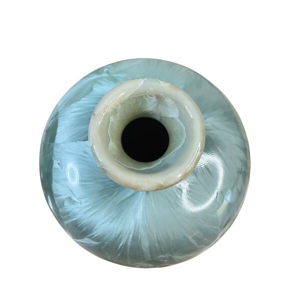 Louise Reding Studio Pottery Porcelain Vase Crystalline Glaze Green Signed 4” - Picture 2 of 14